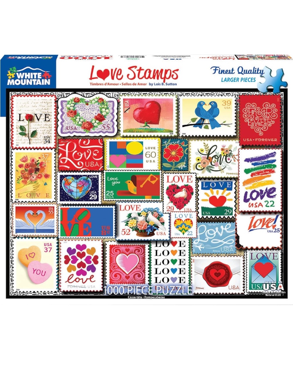 White Mountain Love Stamps 1000 Pieces Puzzle
